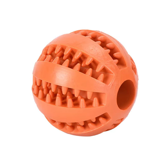 Interactive Rubber Dog Chew Toy Ball - Fun Treat Feeder & Tooth Cleaner for Puppies!